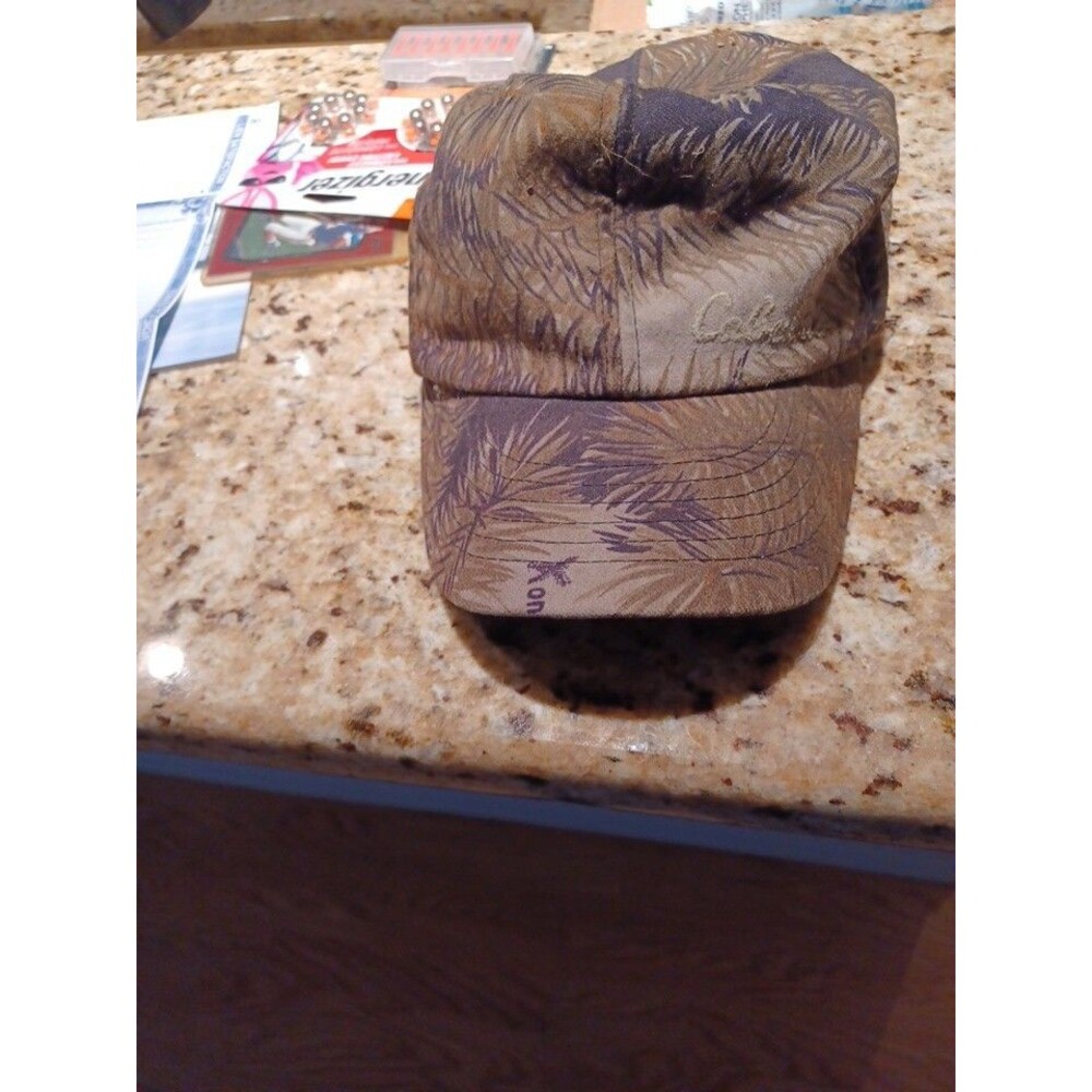 Vintage Cabellas Camo Cap With Ear Flaps Medium Size American Made Brim Solid